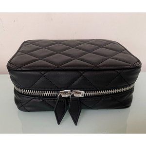 Trish McEvoy Black Quilted Makeup Planner w/ Mesh Pouch Make up page with makeup